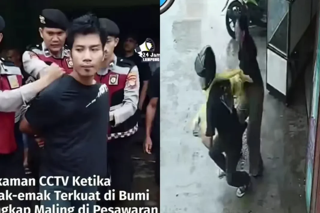 Aksi Ibu Hamil Kejar Maling Motor Terekam CCTV