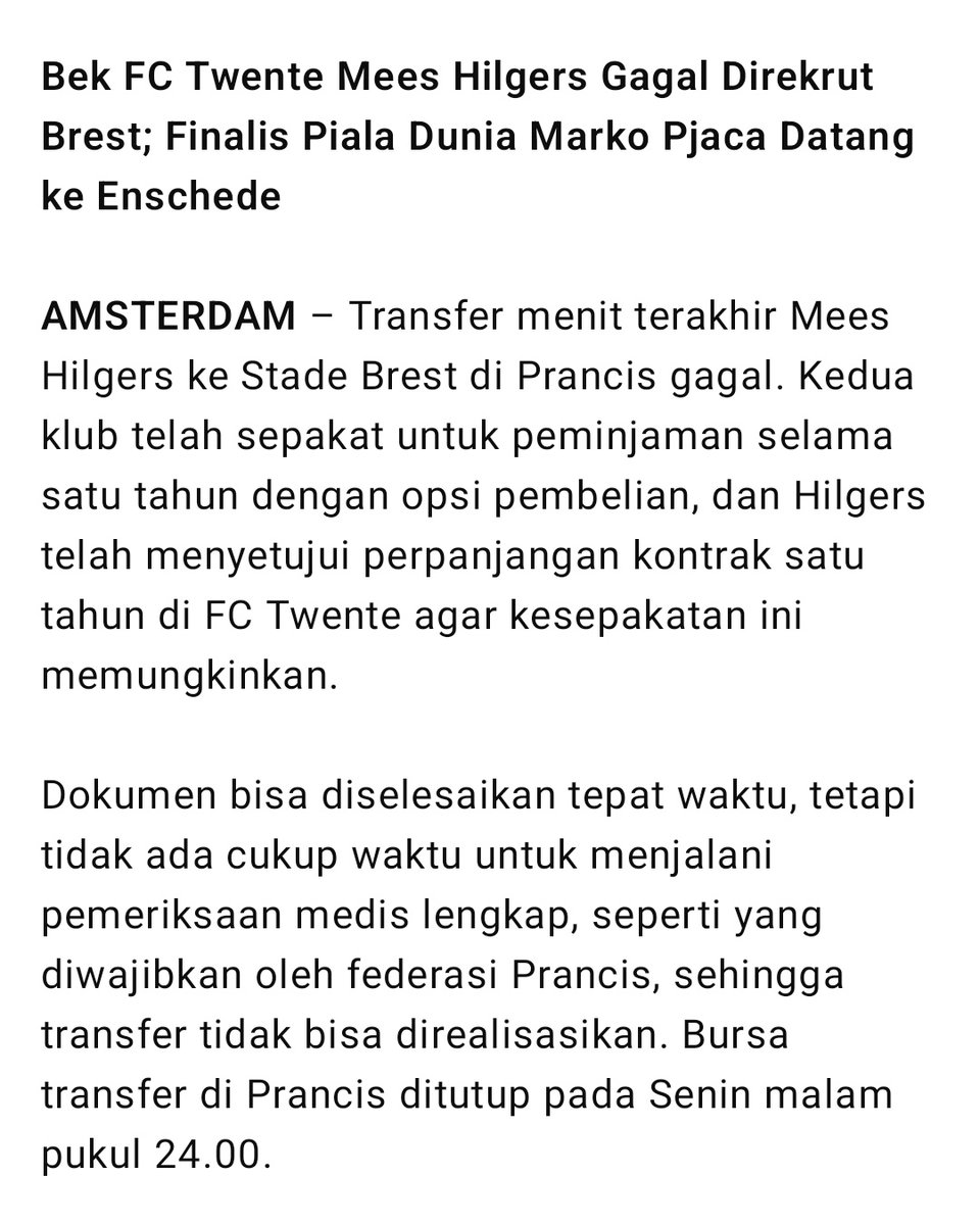 Batal Bela Indonesia, Transfer Mees Hilgers Mampu ke Klub 3 Negara