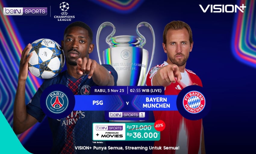 Link Nonton PSG vs Bayern Munchen Liga Champions di VISION+